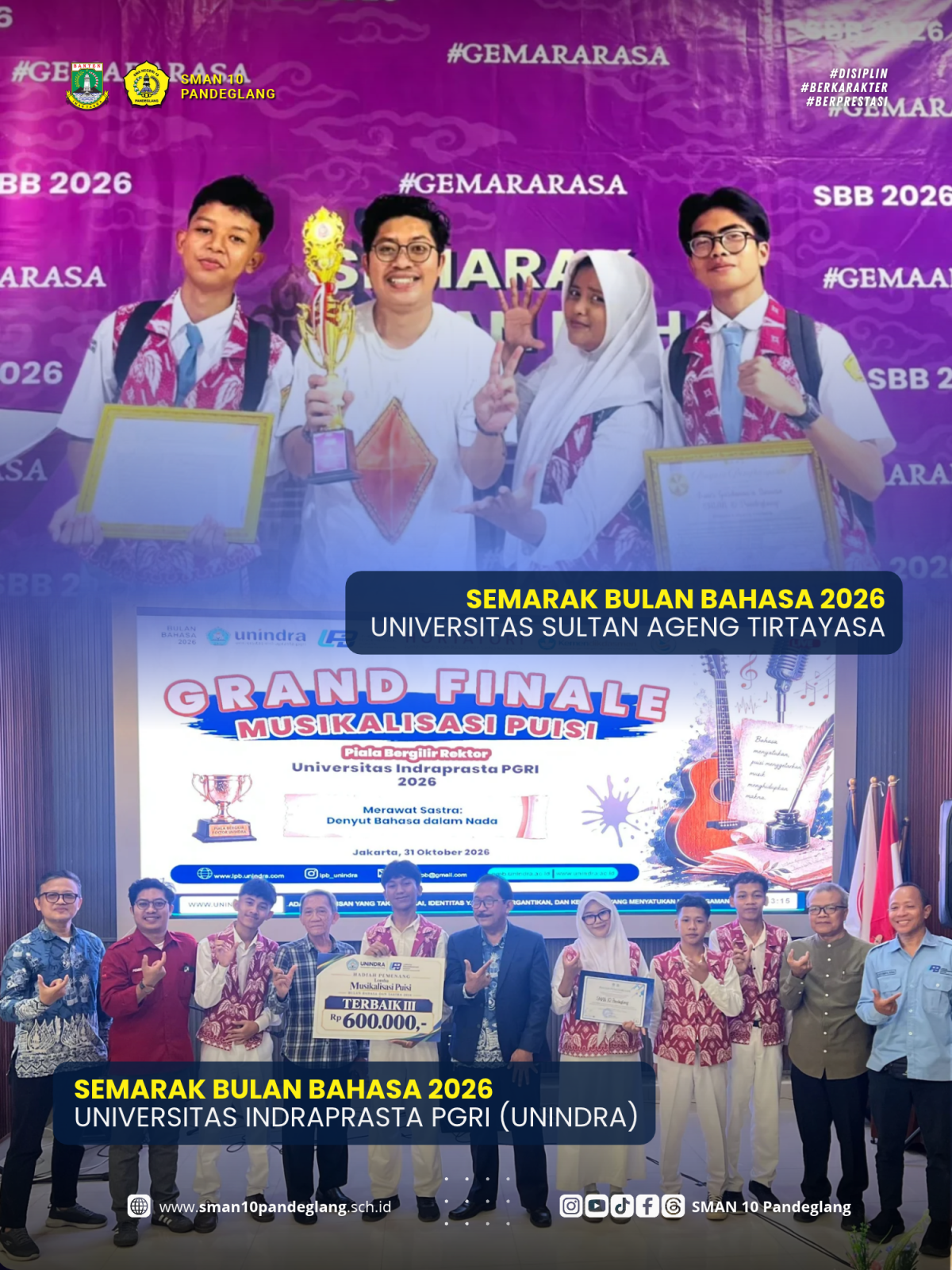 Tim Gardanawa SMAN 10 Pandeglang Kembali Raih Prestasi Gemilang di Semarak Bulan Bahasa 2026